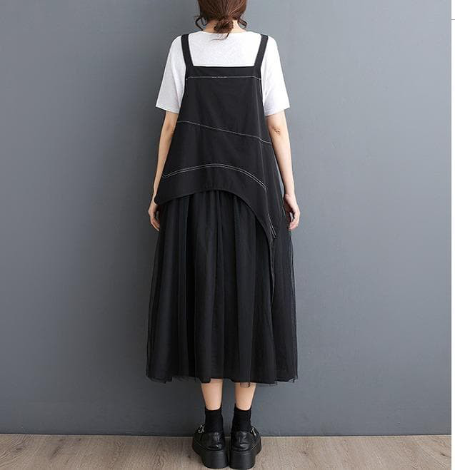 大きいサイズ レディース サロペット　ワンピース　春夏 秋 新品 ブラック