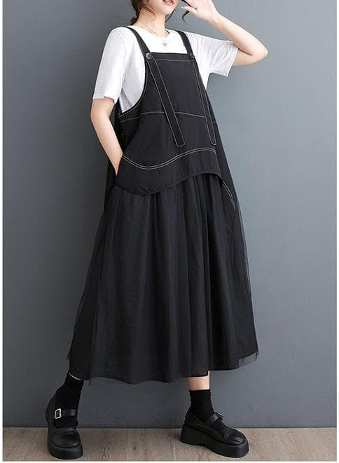 大きいサイズ レディース サロペット　ワンピース　春夏 秋 新品 ブラック