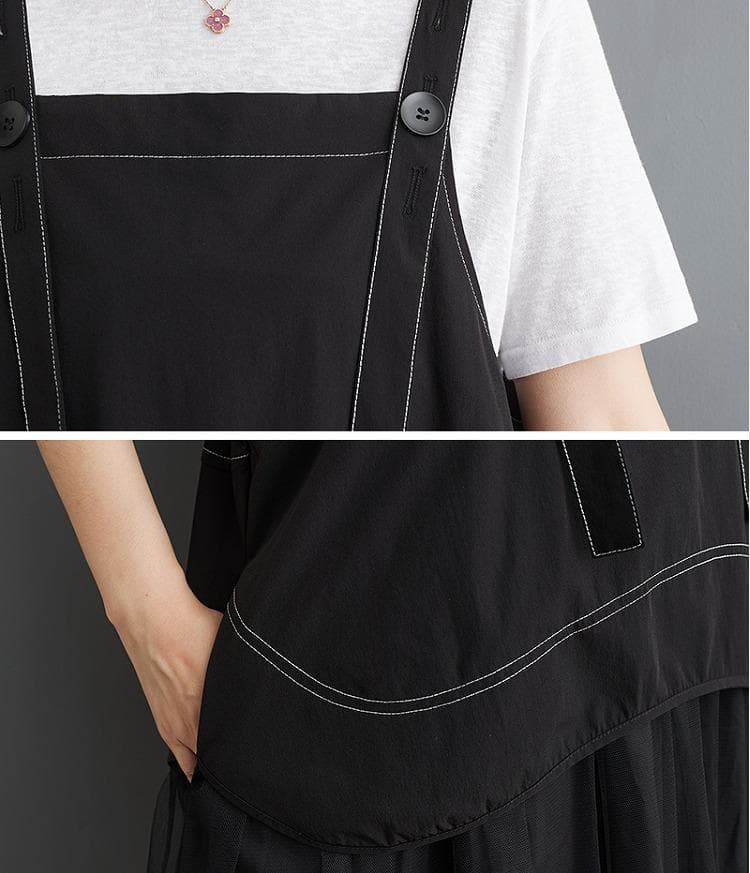 大きいサイズ レディース サロペット　ワンピース　春夏 秋 新品 ブラック