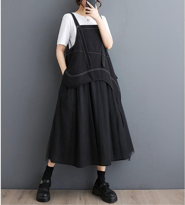 大きいサイズ レディース サロペット　ワンピース　春夏 秋 新品 ブラック