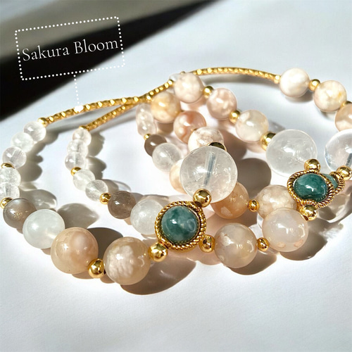 月と桜の福袋】新作桜瑪瑙ブレスレット入り 天然石アイテム3点