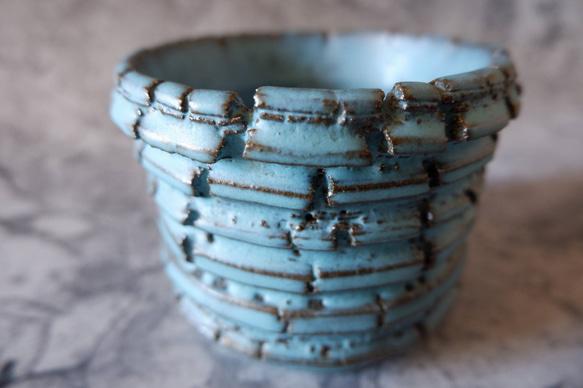 3.5号ヒスイ青裂紋鉢345　塊根植物　多肉植物　アガベ　盆栽　植木鉢　作家鉢　鉢皿　沖縄 2枚目の画像