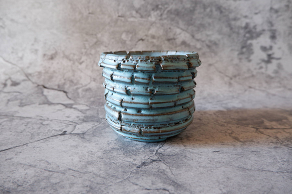 3.5号ヒスイ青裂紋鉢345　塊根植物　多肉植物　アガベ　盆栽　植木鉢　作家鉢　鉢皿　沖縄 3枚目の画像