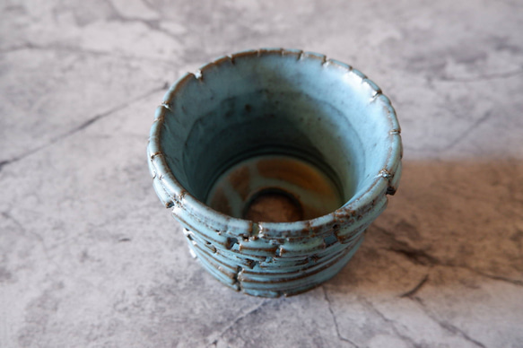 3.5号ヒスイ青裂紋鉢345　塊根植物　多肉植物　アガベ　盆栽　植木鉢　作家鉢　鉢皿　沖縄 4枚目の画像