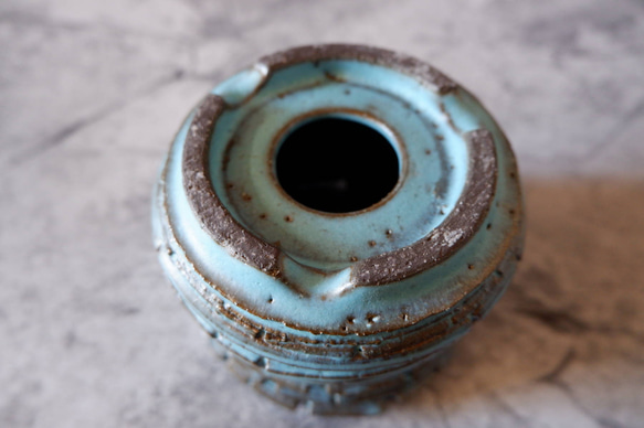 3.5号ヒスイ青裂紋鉢345　塊根植物　多肉植物　アガベ　盆栽　植木鉢　作家鉢　鉢皿　沖縄 6枚目の画像