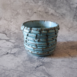 3.5号ヒスイ青裂紋鉢345　塊根植物　多肉植物　アガベ　盆栽　植木鉢　作家鉢　鉢皿　沖縄 1枚目の画像