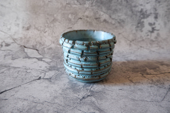 3.5号ヒスイ青裂紋鉢345　塊根植物　多肉植物　アガベ　盆栽　植木鉢　作家鉢　鉢皿　沖縄 1枚目の画像