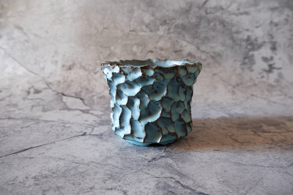 4号ヒスイ青鉢346　塊根植物　多肉植物　アガベ　盆栽　植木鉢　作家鉢　鉢皿　沖縄 3枚目の画像