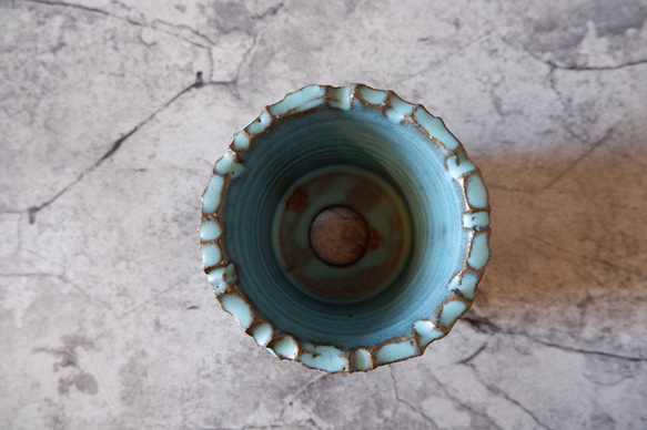 4号ヒスイ青鉢346　塊根植物　多肉植物　アガベ　盆栽　植木鉢　作家鉢　鉢皿　沖縄 5枚目の画像