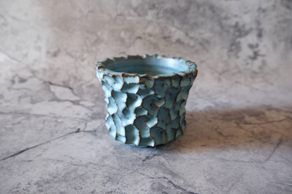 4号ヒスイ青鉢346　塊根植物　多肉植物　アガベ　盆栽　植木鉢　作家鉢　鉢皿　沖縄 1枚目の画像