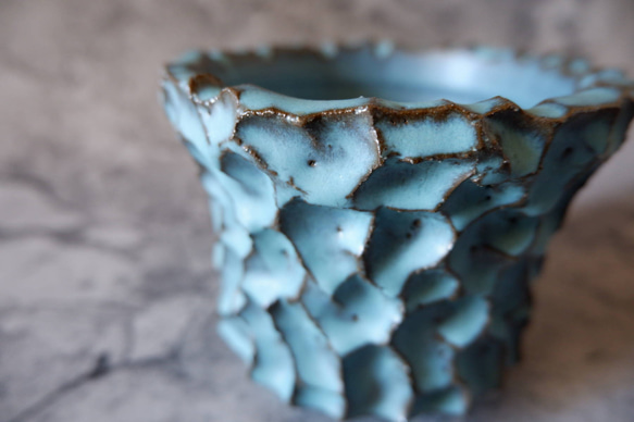 4号ヒスイ青鉢346　塊根植物　多肉植物　アガベ　盆栽　植木鉢　作家鉢　鉢皿　沖縄 2枚目の画像