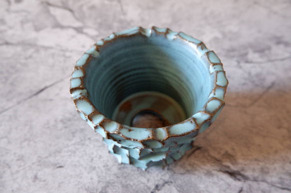 4号ヒスイ青鉢346　塊根植物　多肉植物　アガベ　盆栽　植木鉢　作家鉢　鉢皿　沖縄 4枚目の画像