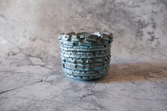 4号ヒスイ青裂紋鉢348　塊根植物　多肉植物　アガベ　盆栽　植木鉢　作家鉢　鉢皿　沖縄 3枚目の画像