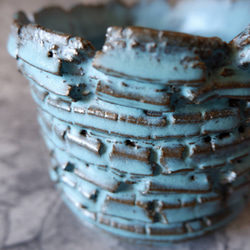 4号ヒスイ青裂紋鉢348　塊根植物　多肉植物　アガベ　盆栽　植木鉢　作家鉢　鉢皿　沖縄 2枚目の画像