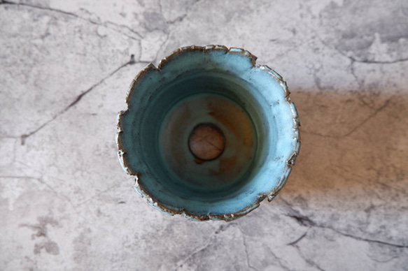 4号ヒスイ青裂紋鉢348　塊根植物　多肉植物　アガベ　盆栽　植木鉢　作家鉢　鉢皿　沖縄 5枚目の画像