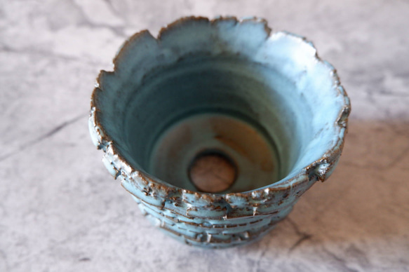 4号ヒスイ青裂紋鉢348　塊根植物　多肉植物　アガベ　盆栽　植木鉢　作家鉢　鉢皿　沖縄 4枚目の画像