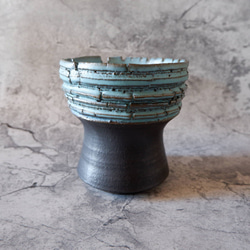 5号ヒスイ青掛分け裂紋鉢349　塊根植物　多肉植物　アガベ　盆栽　植木鉢　作家鉢　鉢皿　沖縄 3枚目の画像