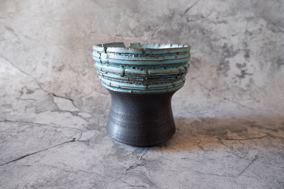 5号ヒスイ青掛分け裂紋鉢349　塊根植物　多肉植物　アガベ　盆栽　植木鉢　作家鉢　鉢皿　沖縄 3枚目の画像