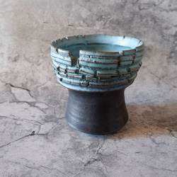 5号ヒスイ青掛分け裂紋鉢349　塊根植物　多肉植物　アガベ　盆栽　植木鉢　作家鉢　鉢皿　沖縄 1枚目の画像