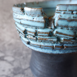 5号ヒスイ青掛分け裂紋鉢349　塊根植物　多肉植物　アガベ　盆栽　植木鉢　作家鉢　鉢皿　沖縄 2枚目の画像