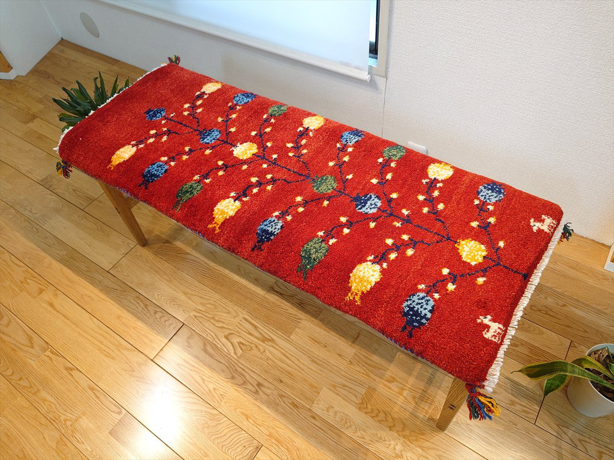 2/10迄Creema限定目玉】ペルシャ　ギャッベ ミニランナー　ラグ　115x44cm  ザクロの実　RJ14332