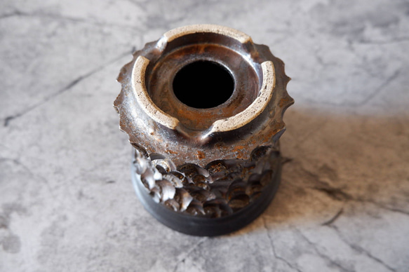 4号燻し金彩掛分け鉢350　塊根植物　多肉植物　アガベ　盆栽　植木鉢　作家鉢　鉢皿　沖縄 6枚目の画像