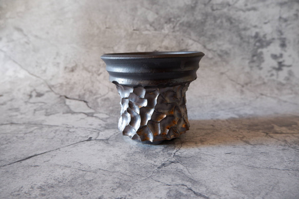 4号燻し金彩掛分け鉢350　塊根植物　多肉植物　アガベ　盆栽　植木鉢　作家鉢　鉢皿　沖縄 3枚目の画像