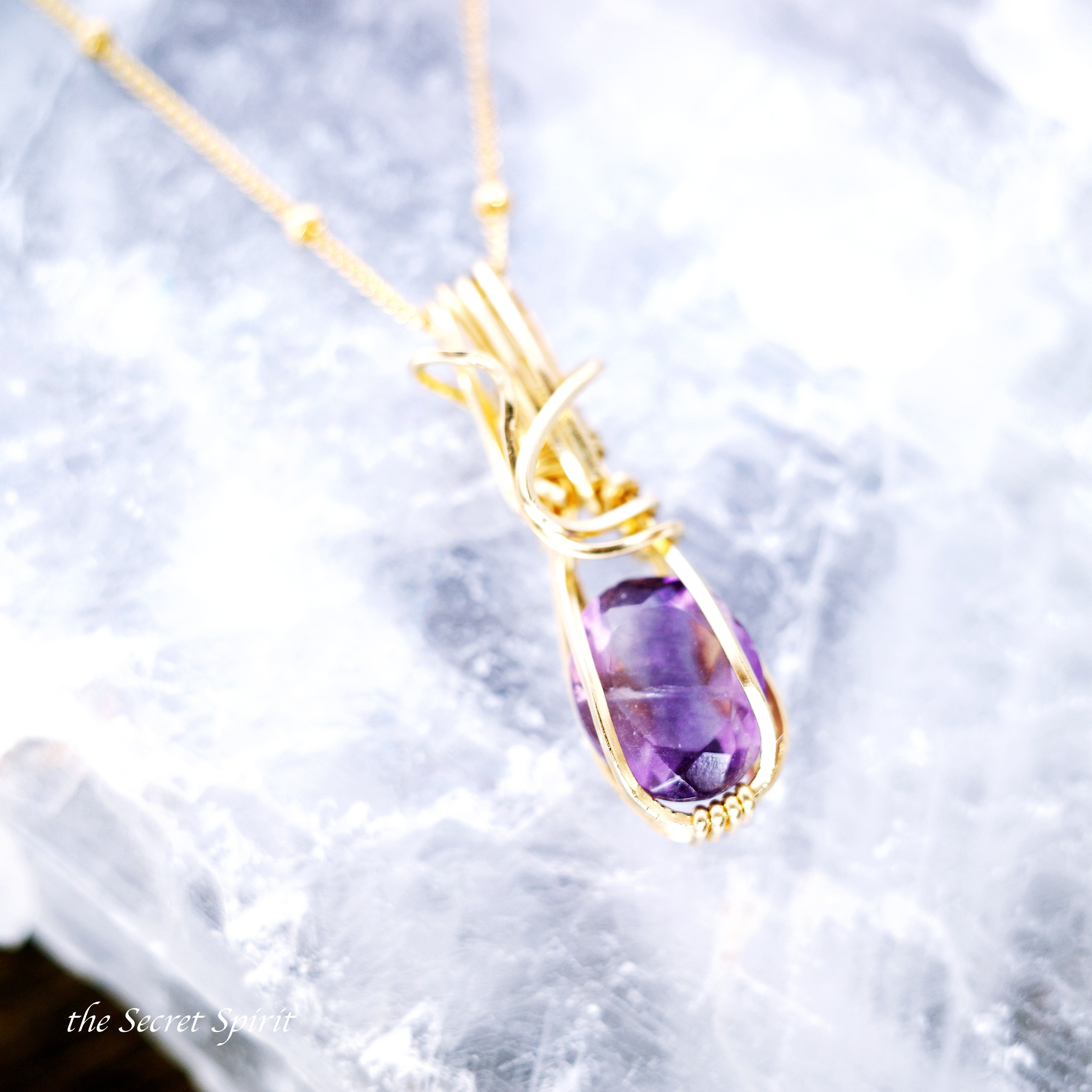 【浄化】 パープルフローライト 14Kgfネックレス