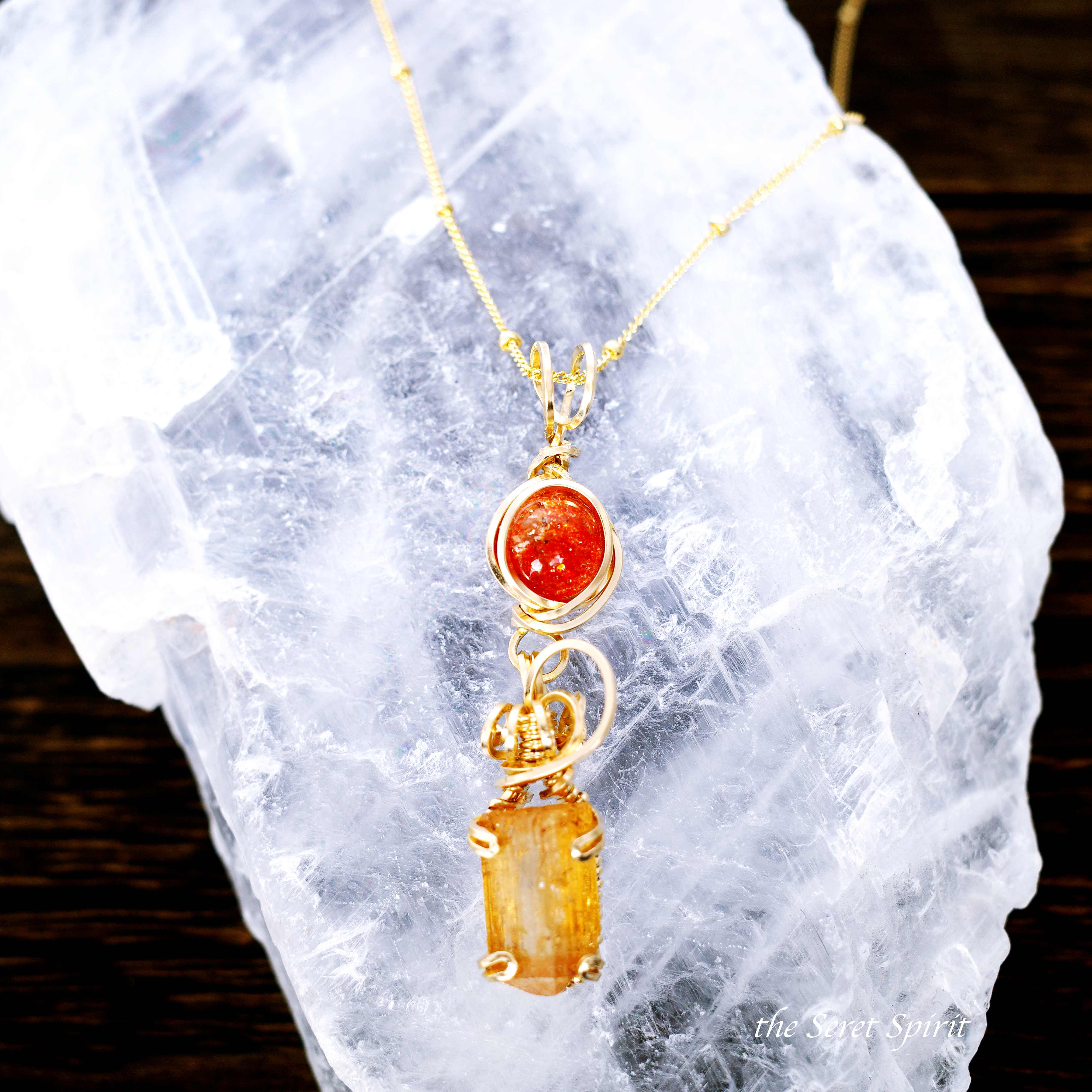 【望みを叶える】サンストーン インペリアルトパーズ 14Kgfネックレス