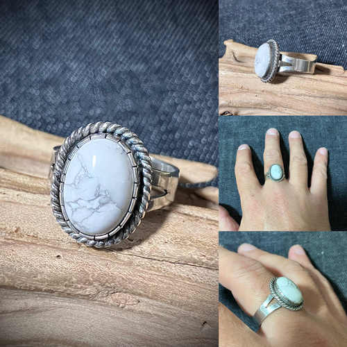 ホワイトバッファロー シルバー リング 指輪 19号 #インディアン