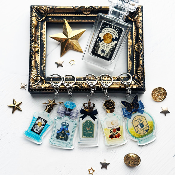 アンティークコラージュ香水瓶 ダイカットアクリルキーホルダー