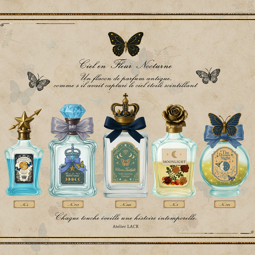 アンティークコラージュ香水瓶 ダイカットアクリルキーホルダー