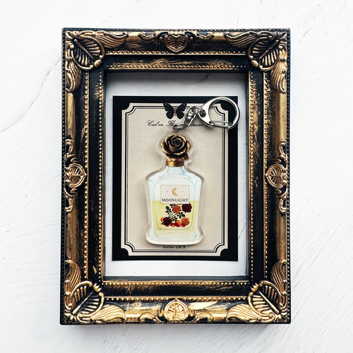 アンティークコラージュ香水瓶 ダイカットアクリルキーホルダー