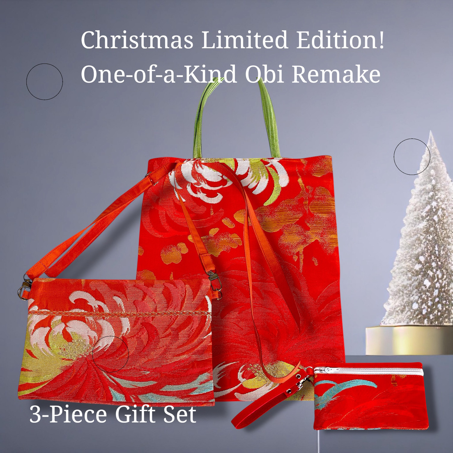 クリスマスギフト【送料込み】帯リメイク　3点セット　レッド 9,086円