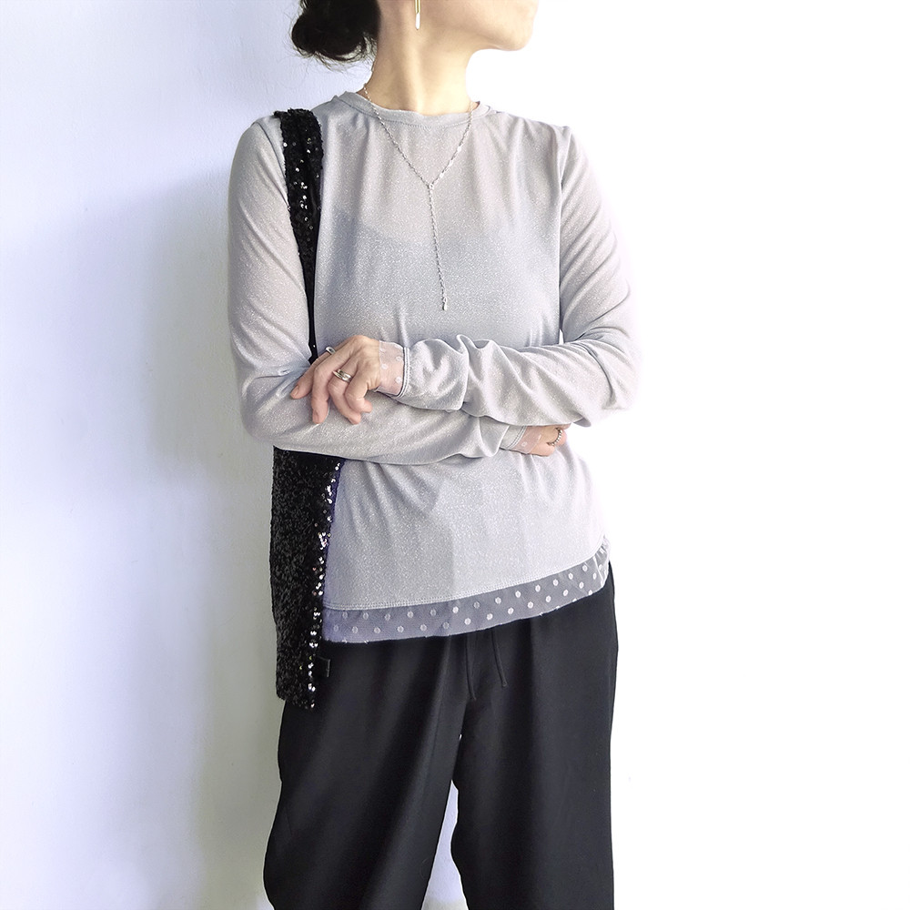 シアーラメカットソー（シルバー）