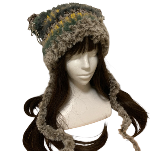 猫耳ニット帽 猫耳帽子 ニット帽 ボンネット グランジ サブカル y2k