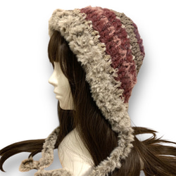 ボンネット バラクラバ ニット帽 y2kフード帽 ハンドメイド 現品限り