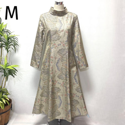 着物リメイク ワンピース ジャンパースカート 2WAY 花柄 Lサイズ