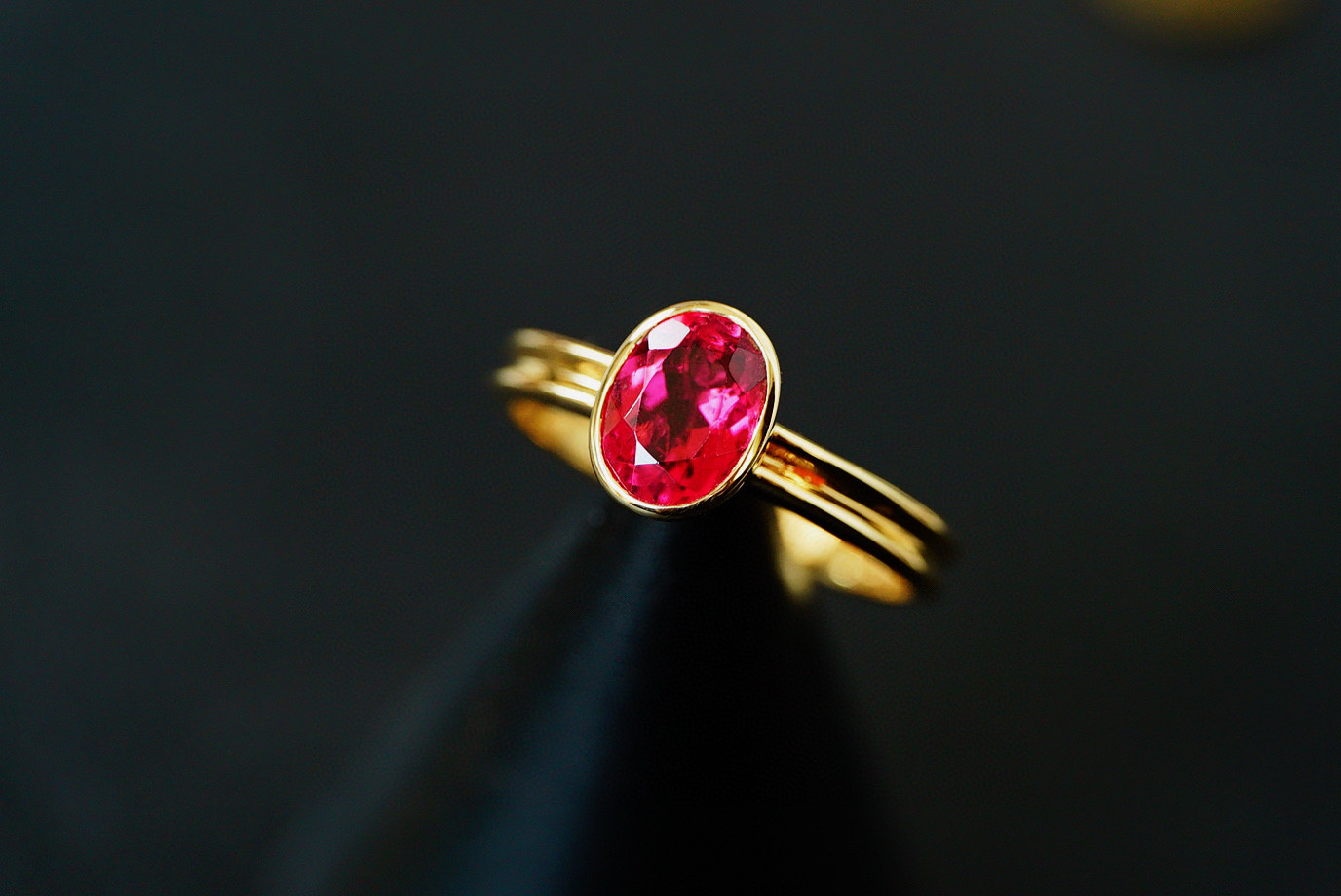 「シンプル」K18  天然ルベライトトルマリン  リング　健康　調和　10月誕生石　1.16ct