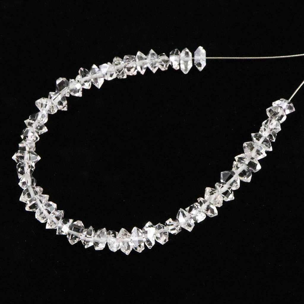 米国NY州産 ハーキマーダイヤモンド 結晶 ビーズ　1連 type.C #91535