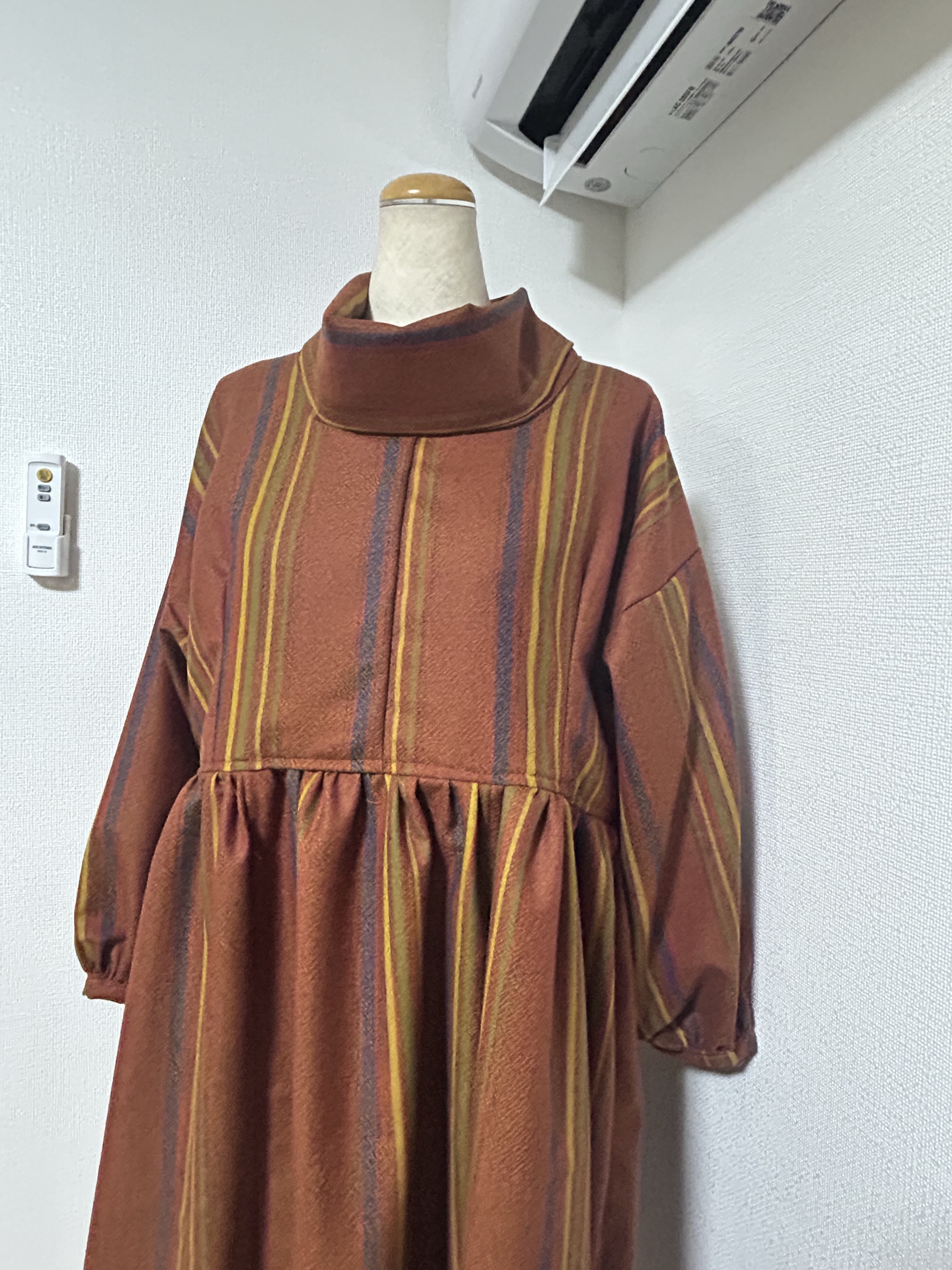 着物リメイク　ネルの暖かワンピース