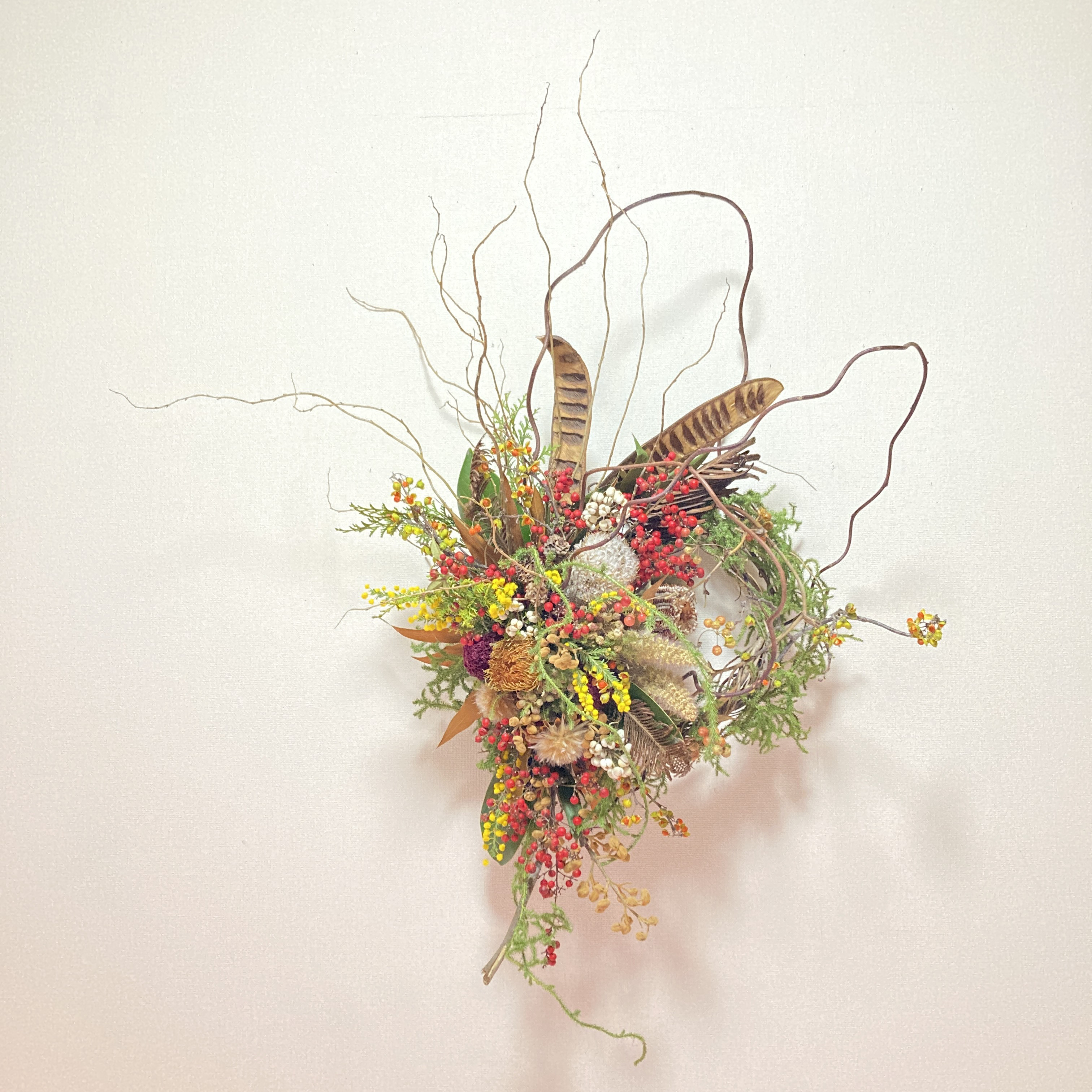 新春創作スワッグ　バンクシア＆ホウオウボク