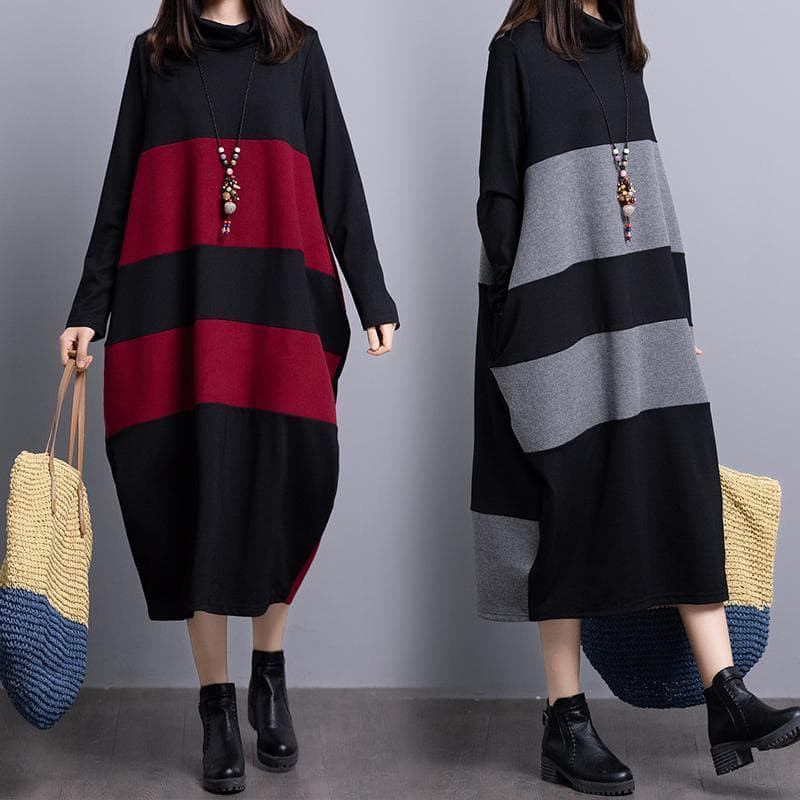 大きいサイズ 新品 秋冬 ゆったり コクーン ニット ワンピース ハイネックw