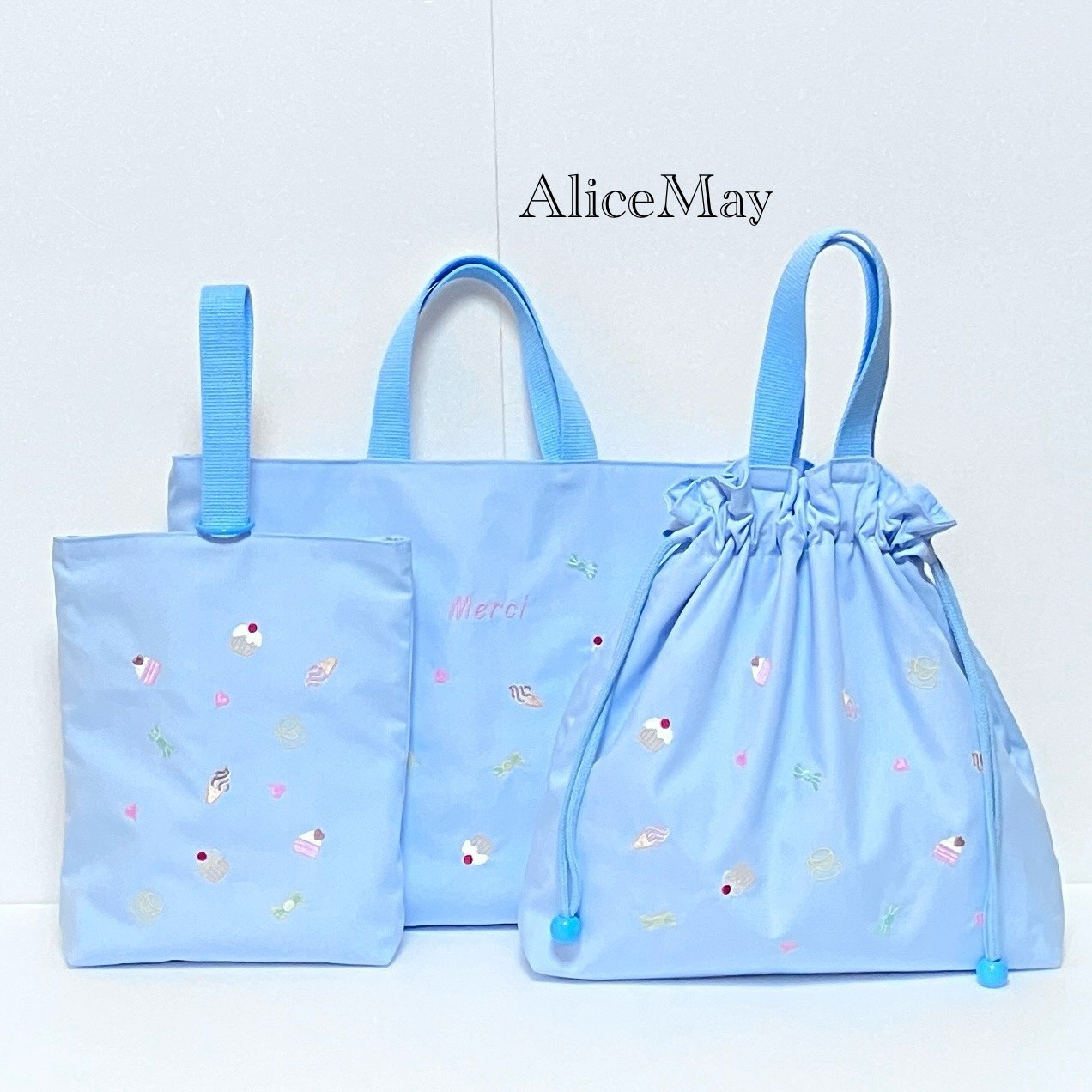 入園入学準備　入園グッズ　サイズ変更可　レッスンバッグ　上履き袋　お着替え袋　スイーツ　女の子