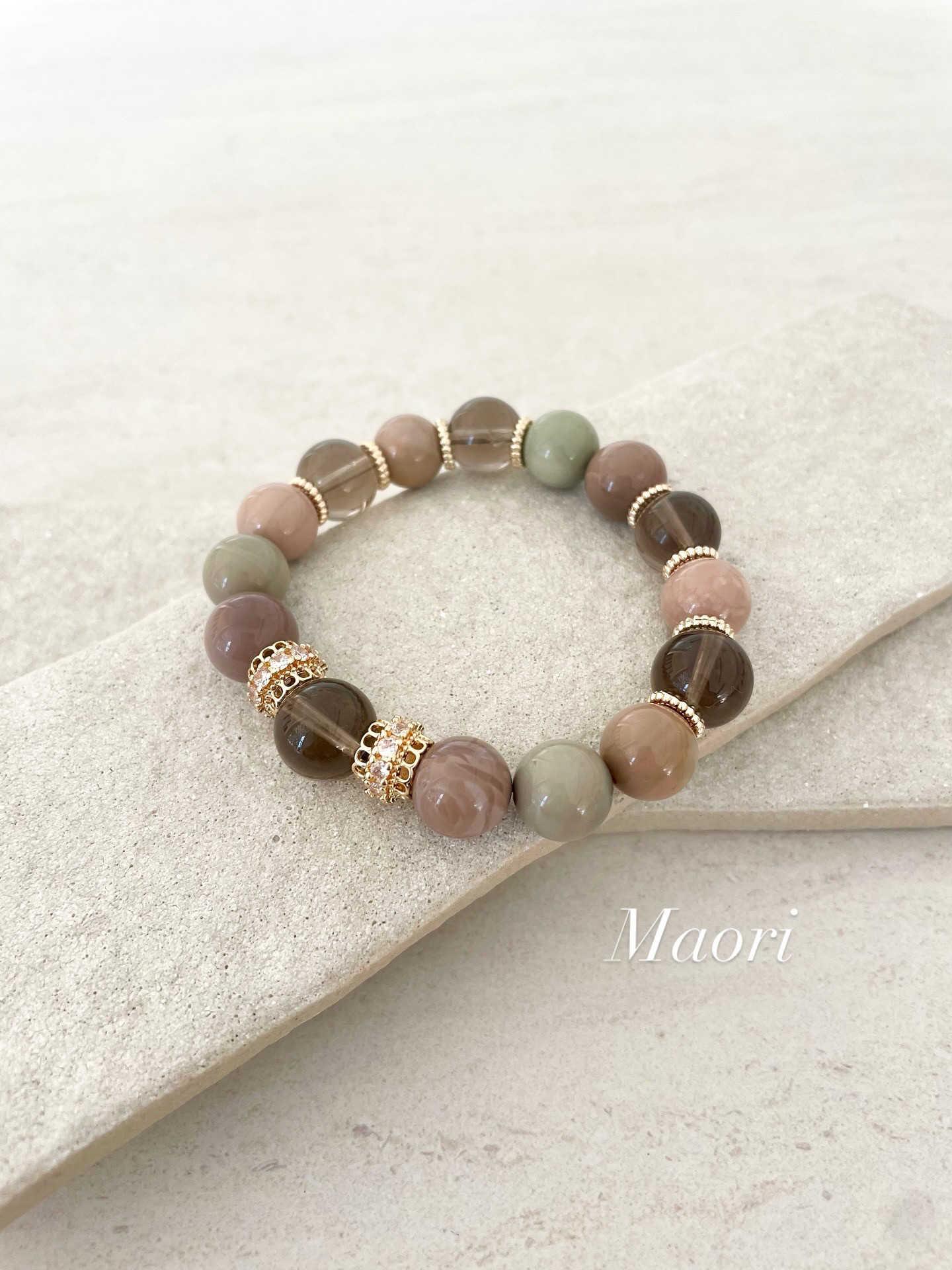 スモーキークォーツ × アラシャン  天然石ブレスレット