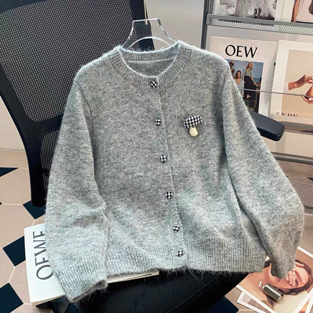 大人が着たいお洒落なカーディガン、前開きニットセーター、ジャケット、手編み毛糸厚模様 秋冬限定 厚手