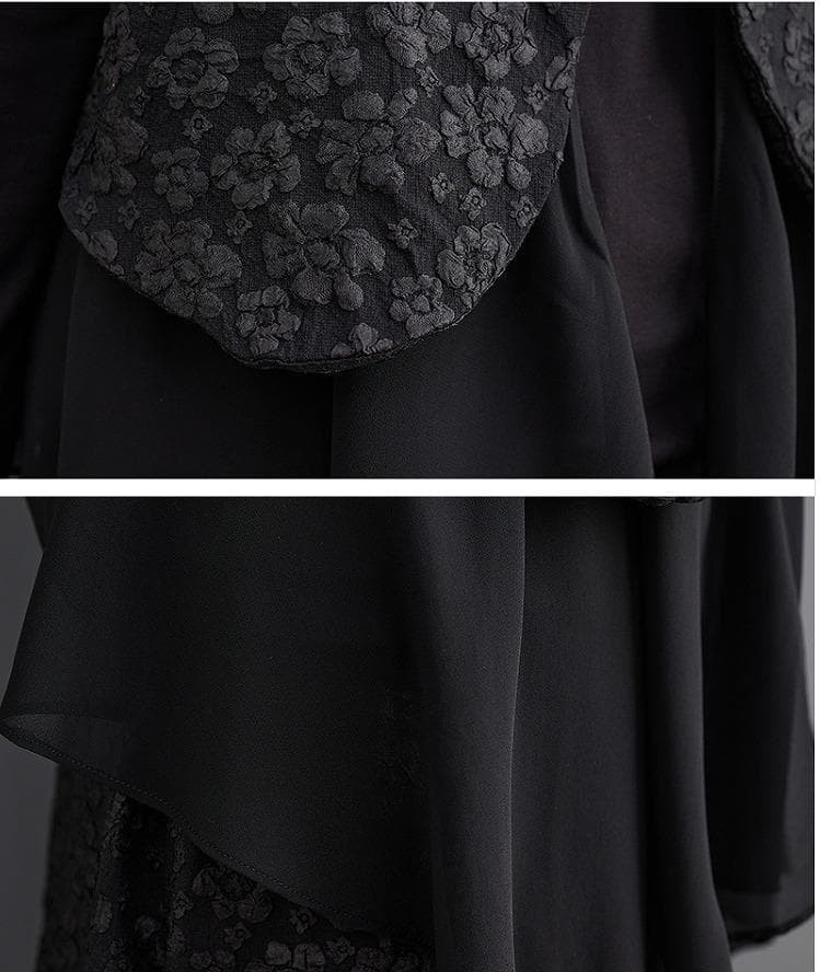 新品 大きいサイズ ゆったり ベスト セットアップ 個性的 黒秋冬長袖トップス❥