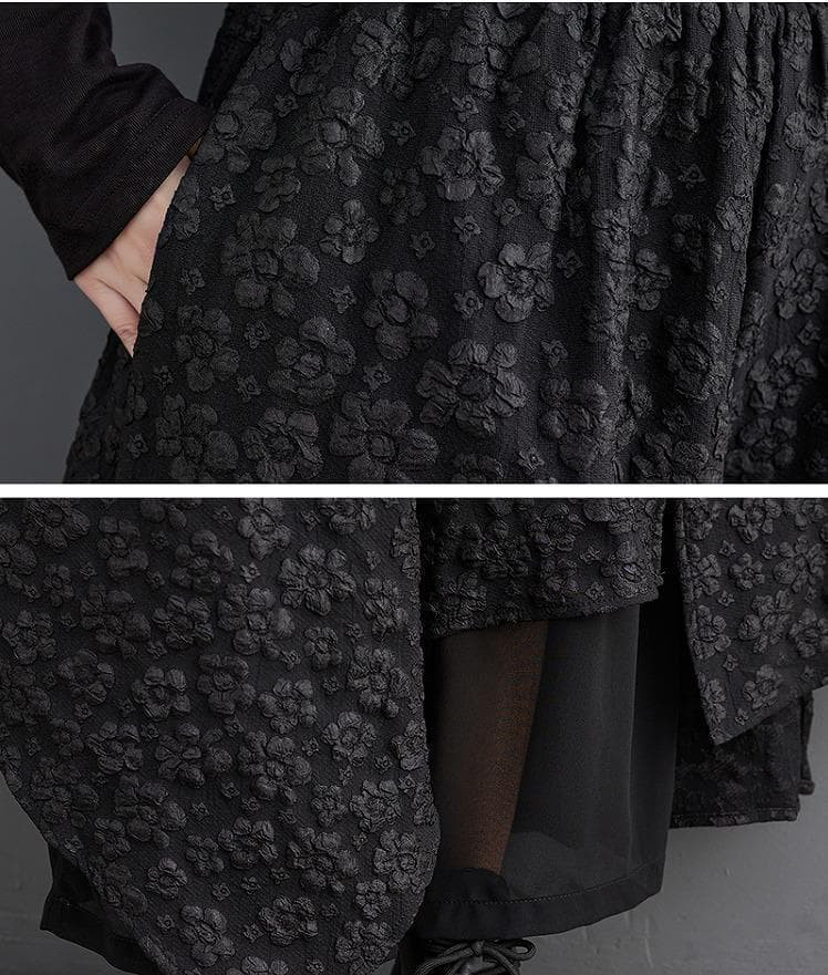 新品 大きいサイズ ゆったり ベスト セットアップ 個性的 黒秋冬長袖トップス❥