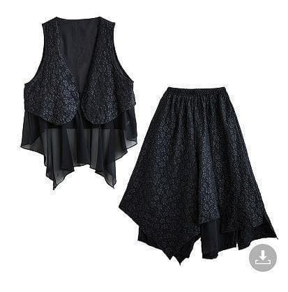 新品 大きいサイズ ゆったり ベスト セットアップ 個性的 黒秋冬長袖トップス❥