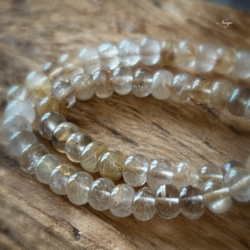 ルチルクォーツAA++ ロンデル 6×6×2mm 4粒 天然石 Neige＊アクセサリー